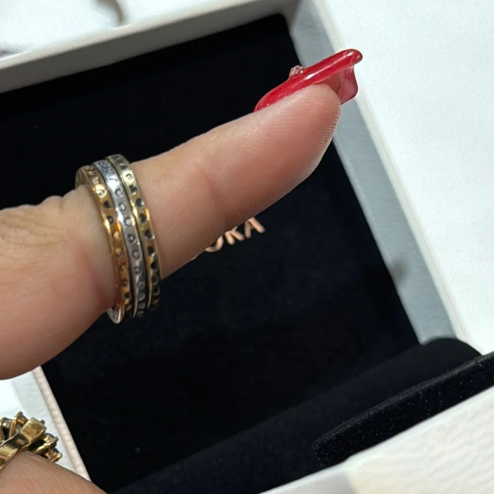 Pandora Tri Color Rings Set - Picture 2 of 4